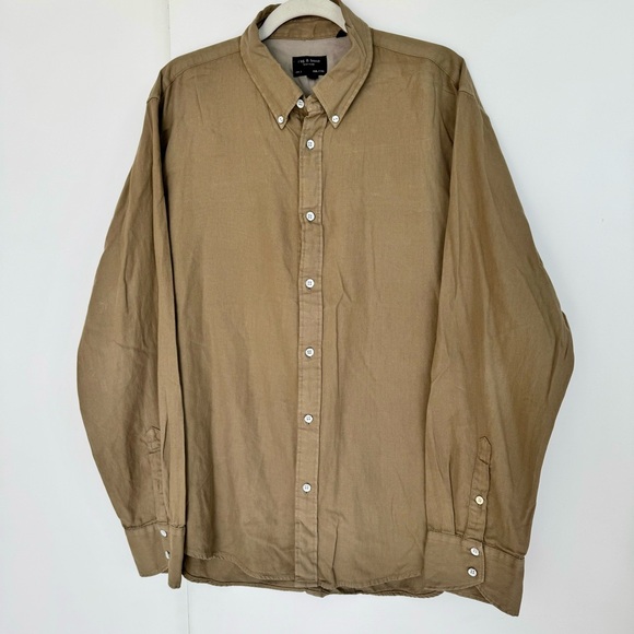 Rag & Bone Men’s Fit 2 Long Sleeve Button Down Collared Shirt in Tan Olive Beige - Picture 6 of 16